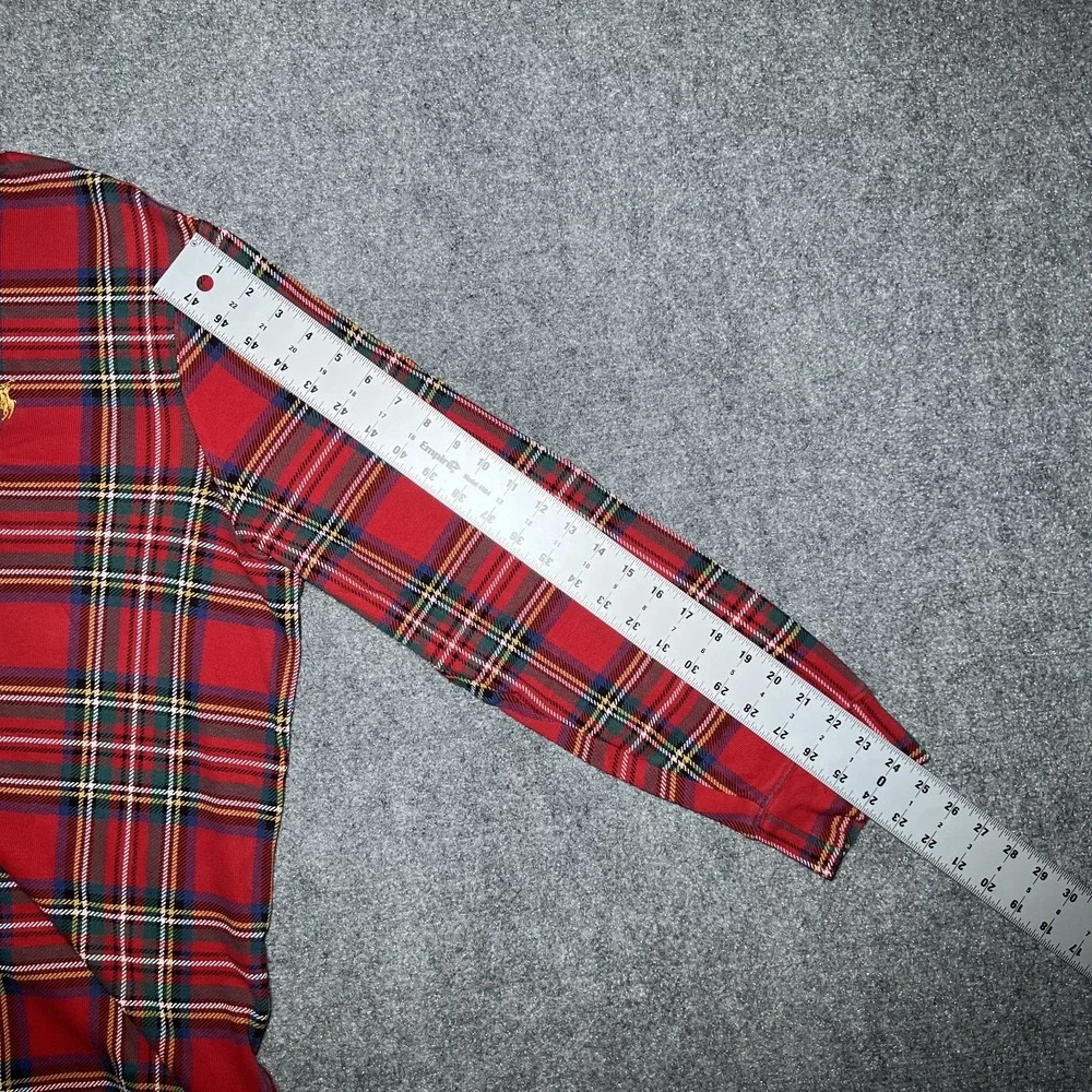 Polo Ralph Lauren Estate Rib Quarter-Zip Madras Plaid Pullover Sweater Men XL